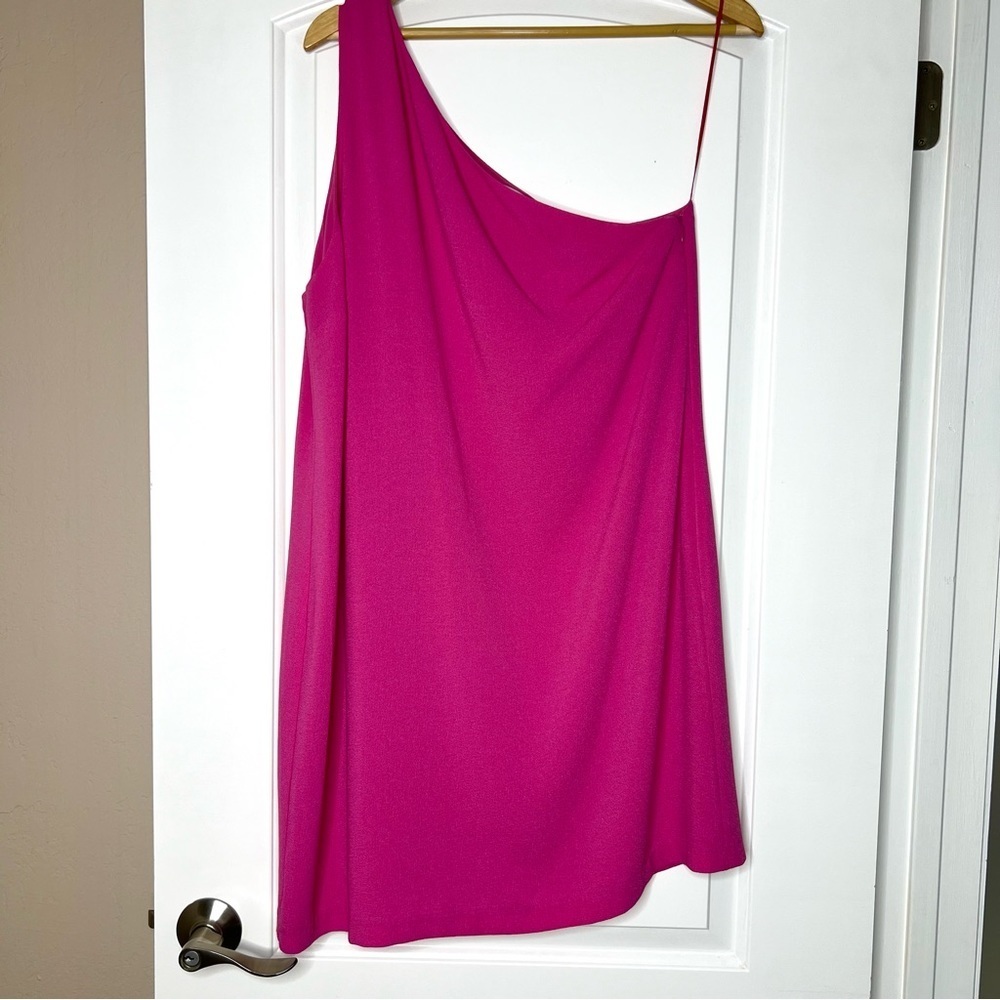 Charles Henry Barbie pink one shoulder mini dress size XL